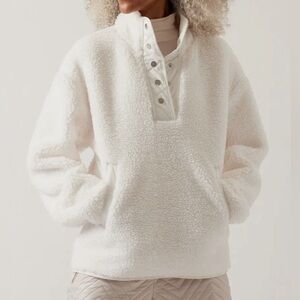 Athleta White Fleece Pullover Jacket
